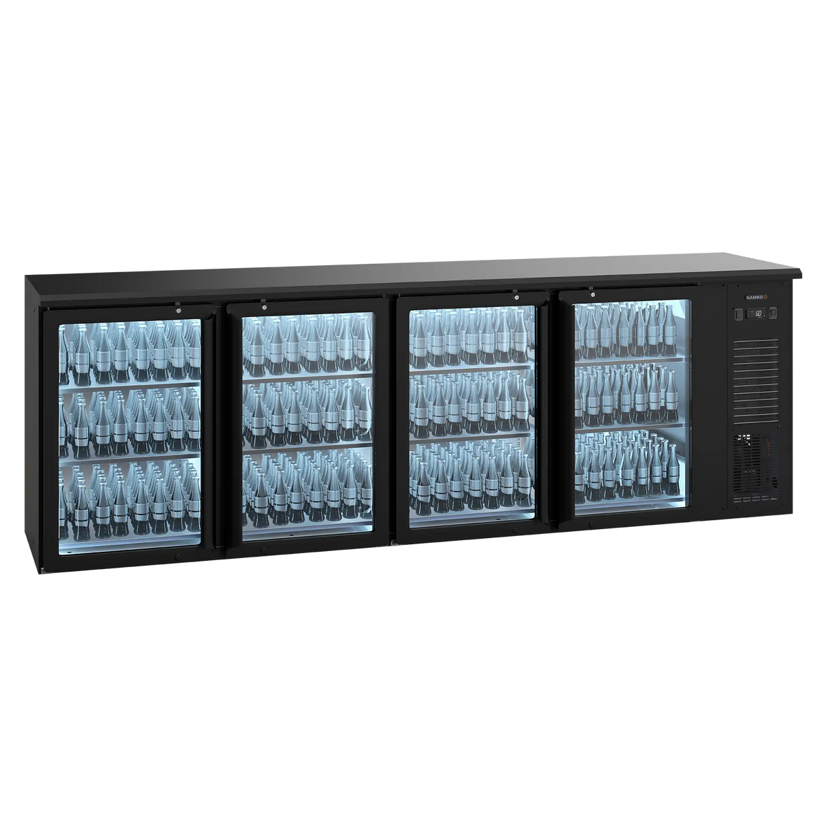 Refroidisseur de bouteilles Gamko E3/2222GMU prêt à brancher avec 4 portes vitrées anthracite
