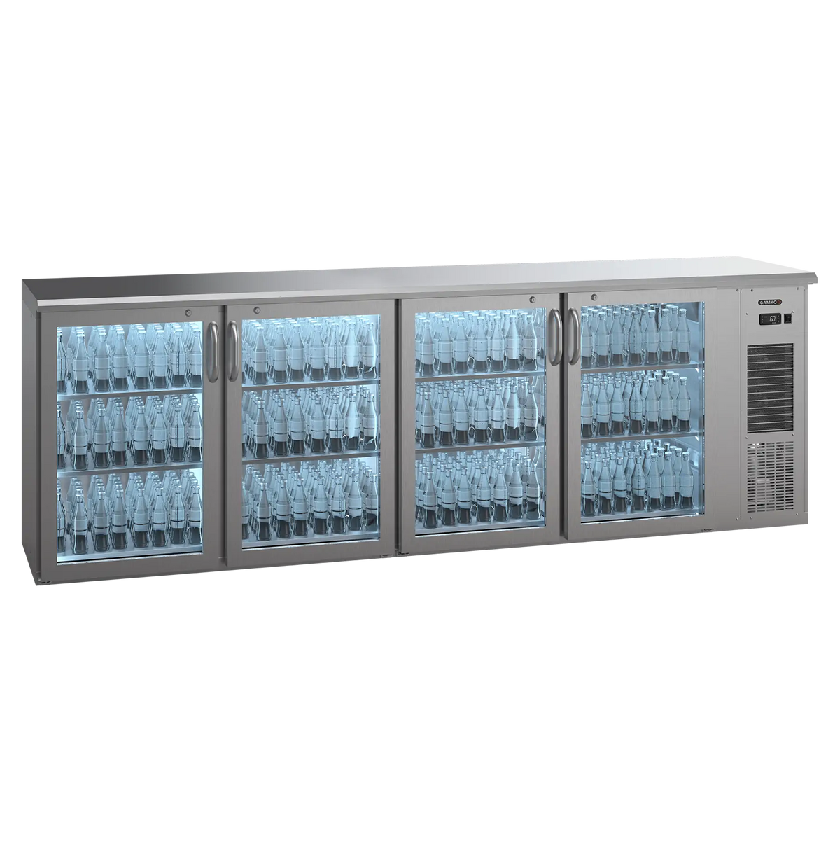 Refroidisseur de bouteilles Gamko E3/2222GMUCS prêt à brancher avec 4 portes vitrées inox