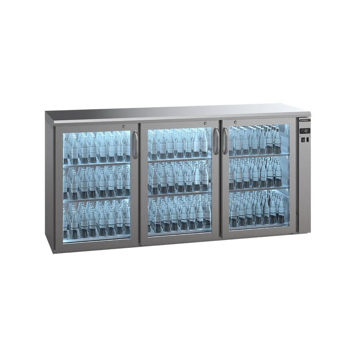 Refroidisseur de bouteilles Gamko E3/222GVSCS Remote avec 3 portes vitrées inox