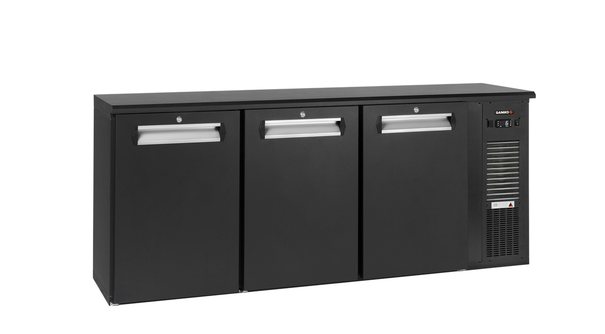 Gamko E3/222MU plug-ready bottle cooler with 3 solid anthracite doors