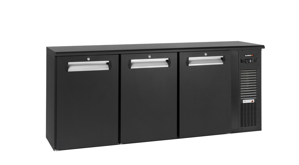 Gamko E3/222MU plug-ready bottle cooler with 3 solid anthracite doors
