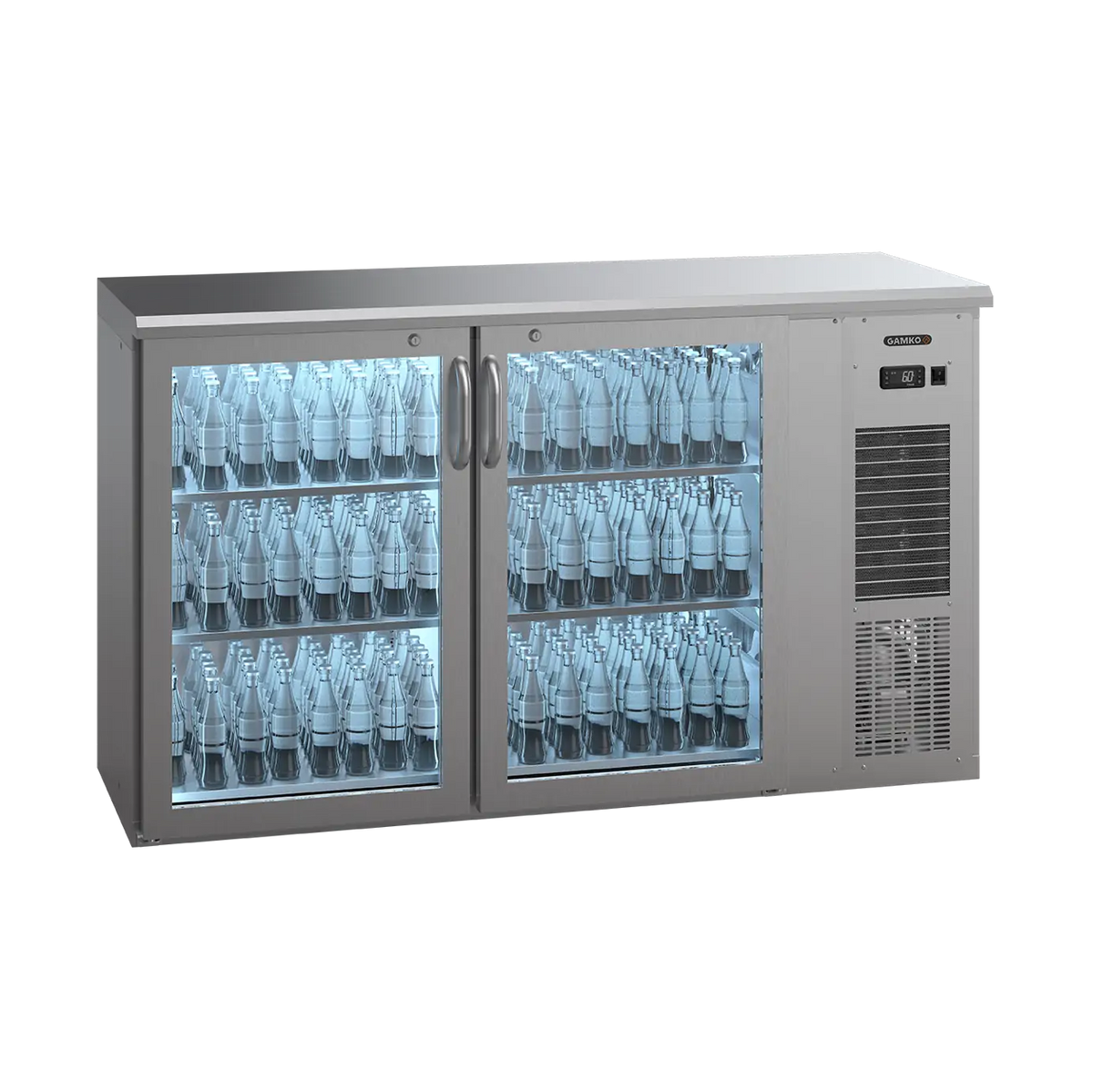 Refroidisseur de bouteilles Gamko E3/22GMUCS prêt à brancher avec 2 portes vitrées inox