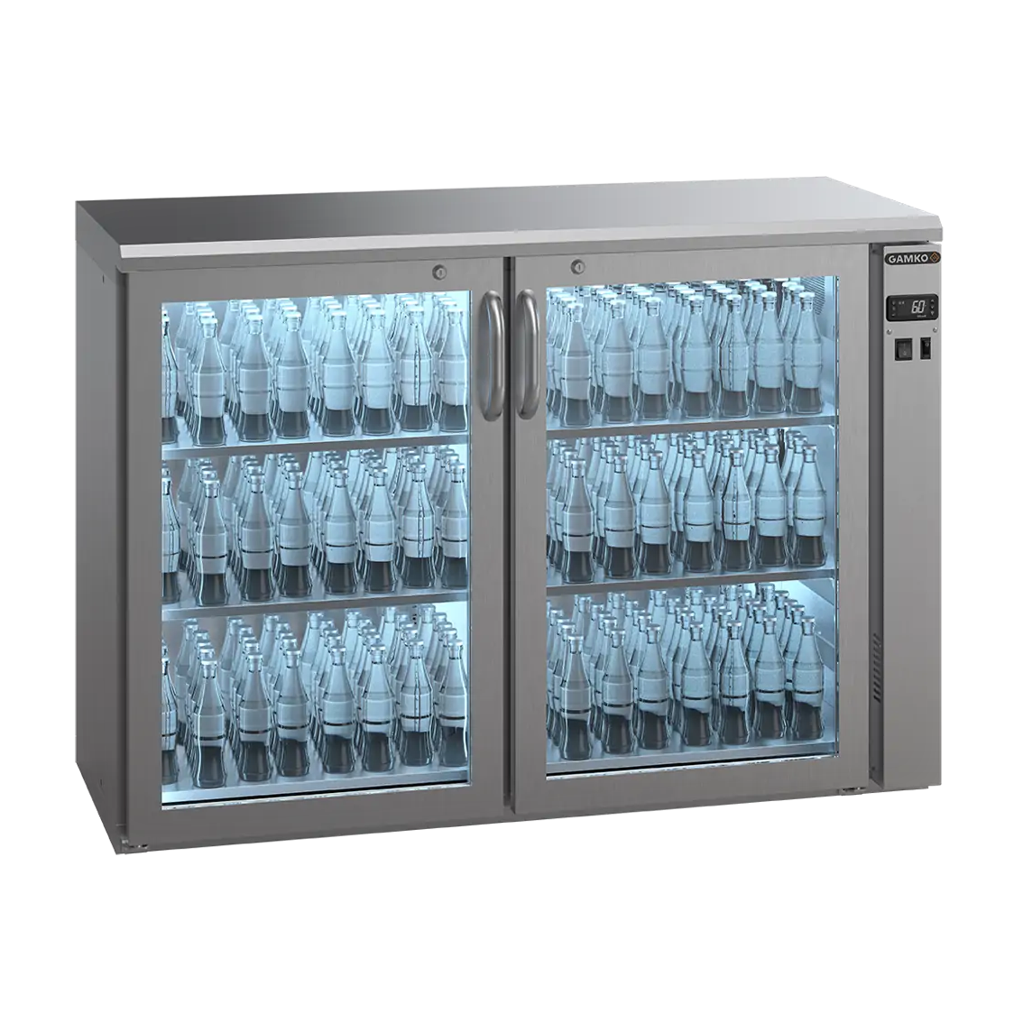 Refroidisseur de bouteilles Gamko E3/22GVSCS Remote avec 2 portes vitrées inox